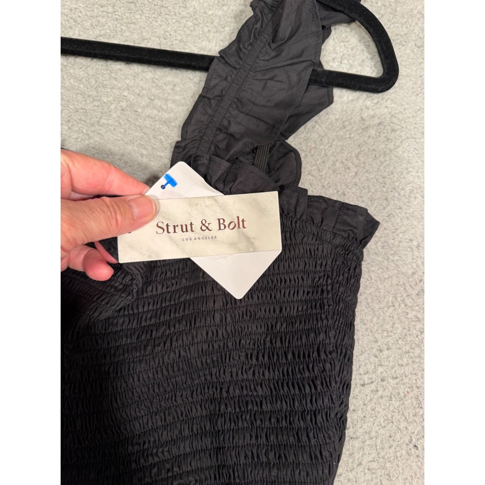 Strut & Bolt Black Smocked Tiered Maxi Dress Ric Rac Ruffle Strap Small NWT - Picture 7 of 8